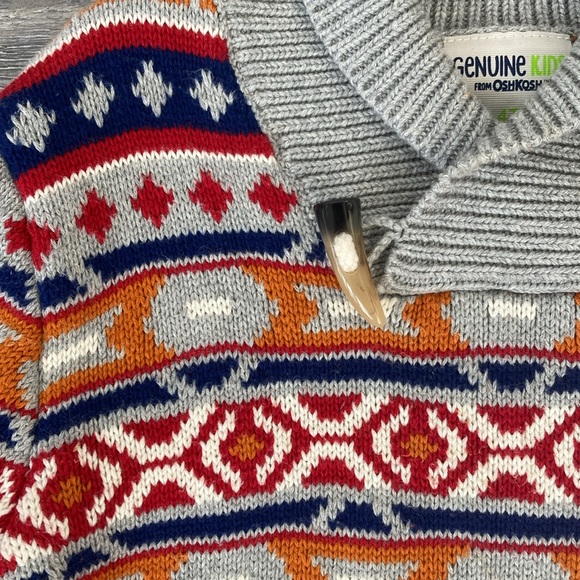 Genuine Kids OSHKOSH Pullover Fair Isle Viking Norwegian Style Sweater Boys 4T - Picture 2 of 4